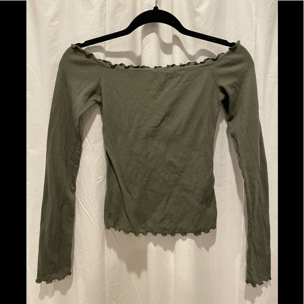 Hollister Off Shoulder Top Olive